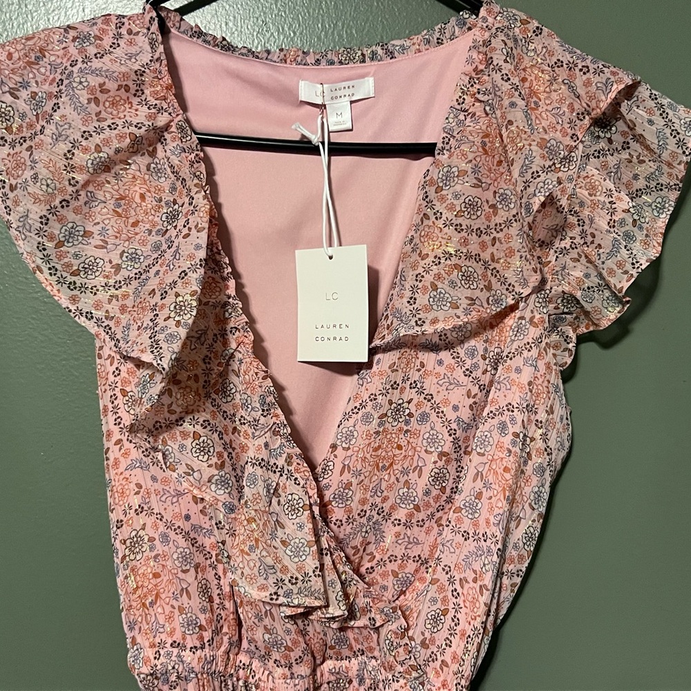LC Lauren Conrad Pink Floral Midi Dress NWT - Picture 3 of 6